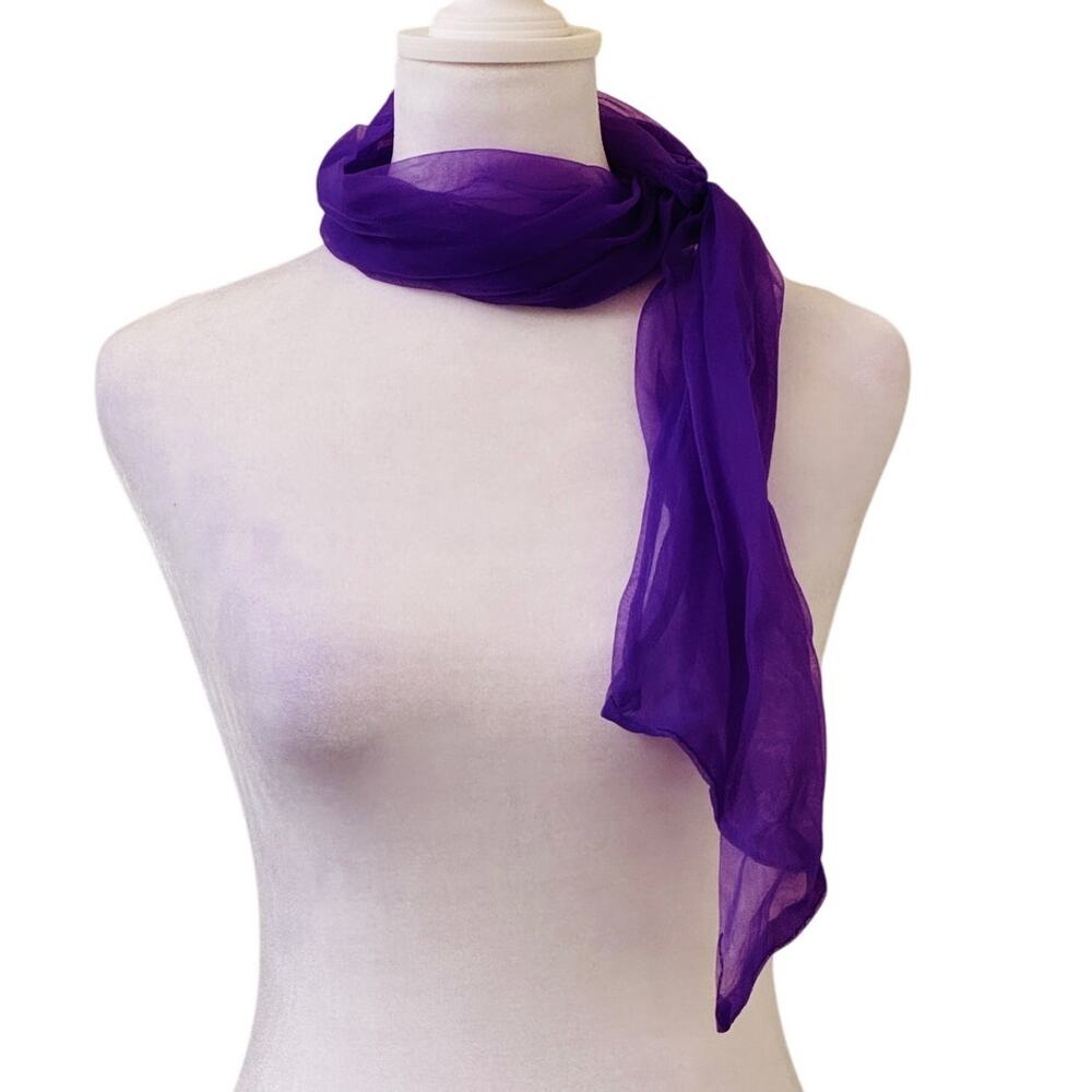Vintage Sheer Purple Neck Scarf with Hole on the End for Easy Wear